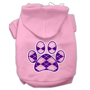 Argyle Paw Purple Screen Print Pet Hoodies Light Pink Size XXL (18)