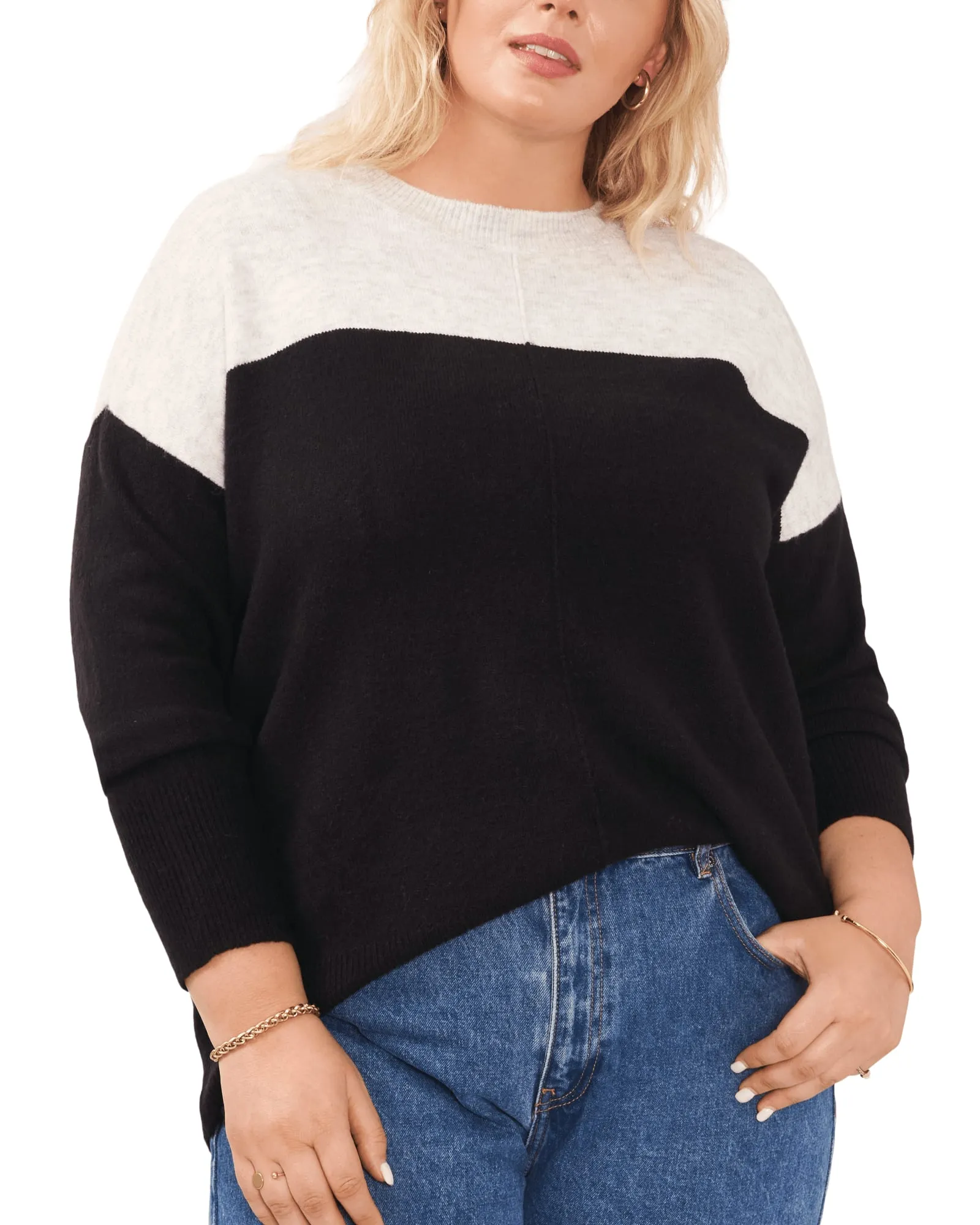 Aria Colorblock Cozy Sweater | SILVER HTHR