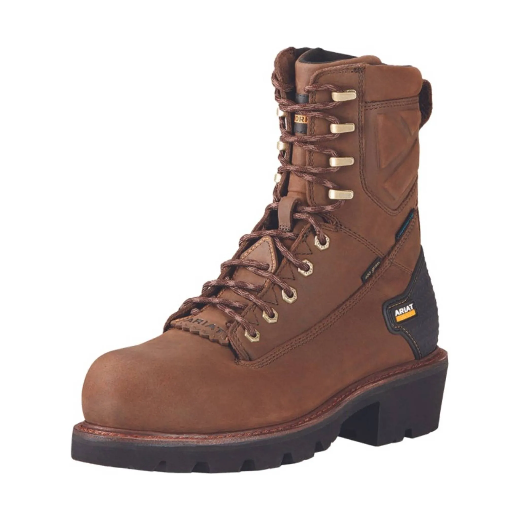 Ariat Men's Powerline 8 Inch 400G Waterproof Composite Toe Work Boot - Oily Distressed Brown