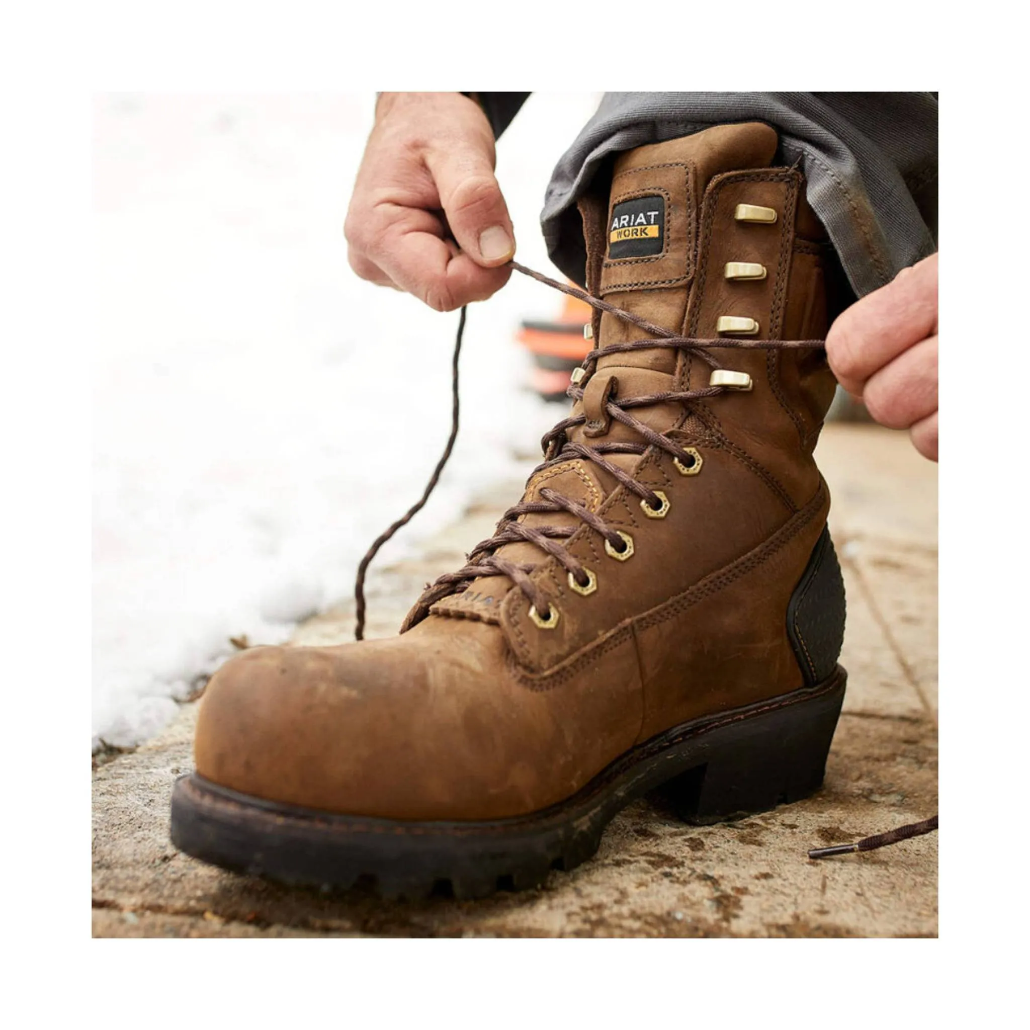 Ariat Men's Powerline 8 Inch 400G Waterproof Composite Toe Work Boot - Oily Distressed Brown
