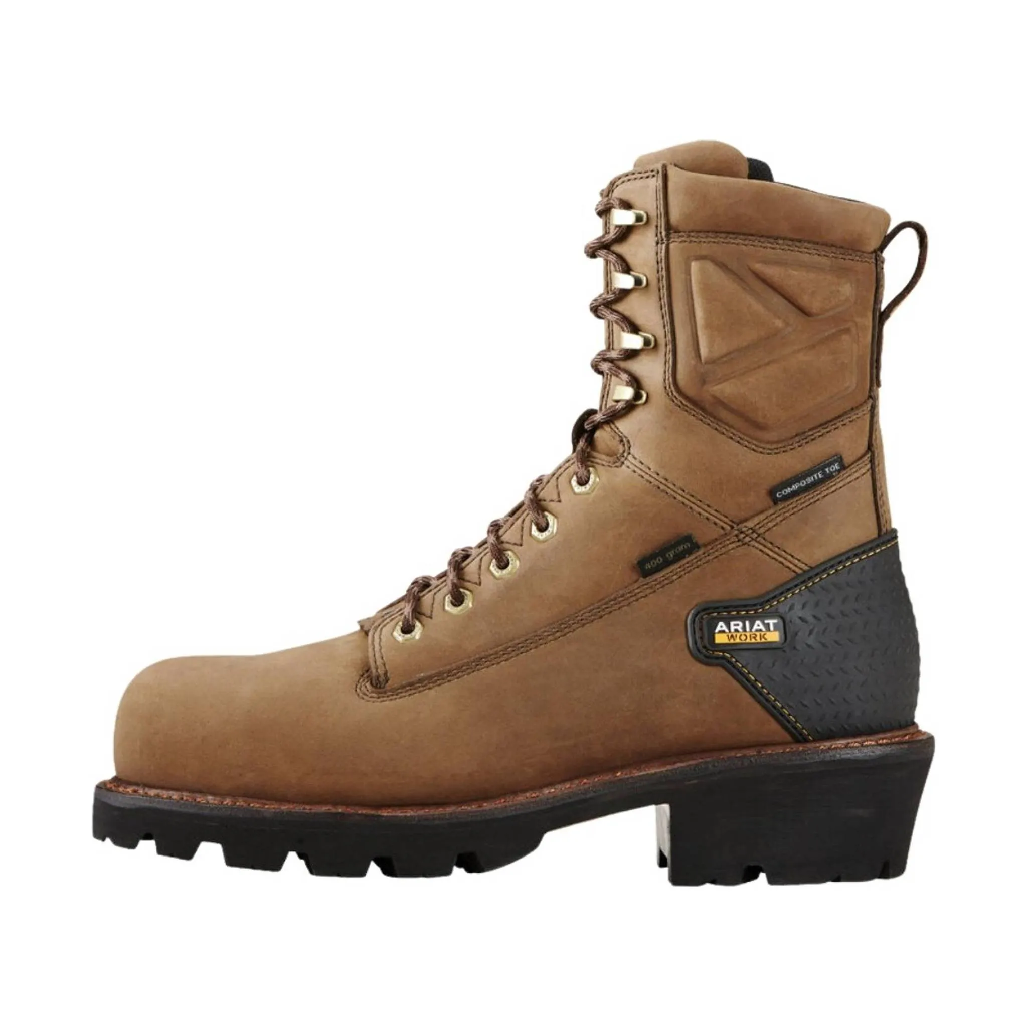 Ariat Men's Powerline 8 Inch 400G Waterproof Composite Toe Work Boot - Oily Distressed Brown