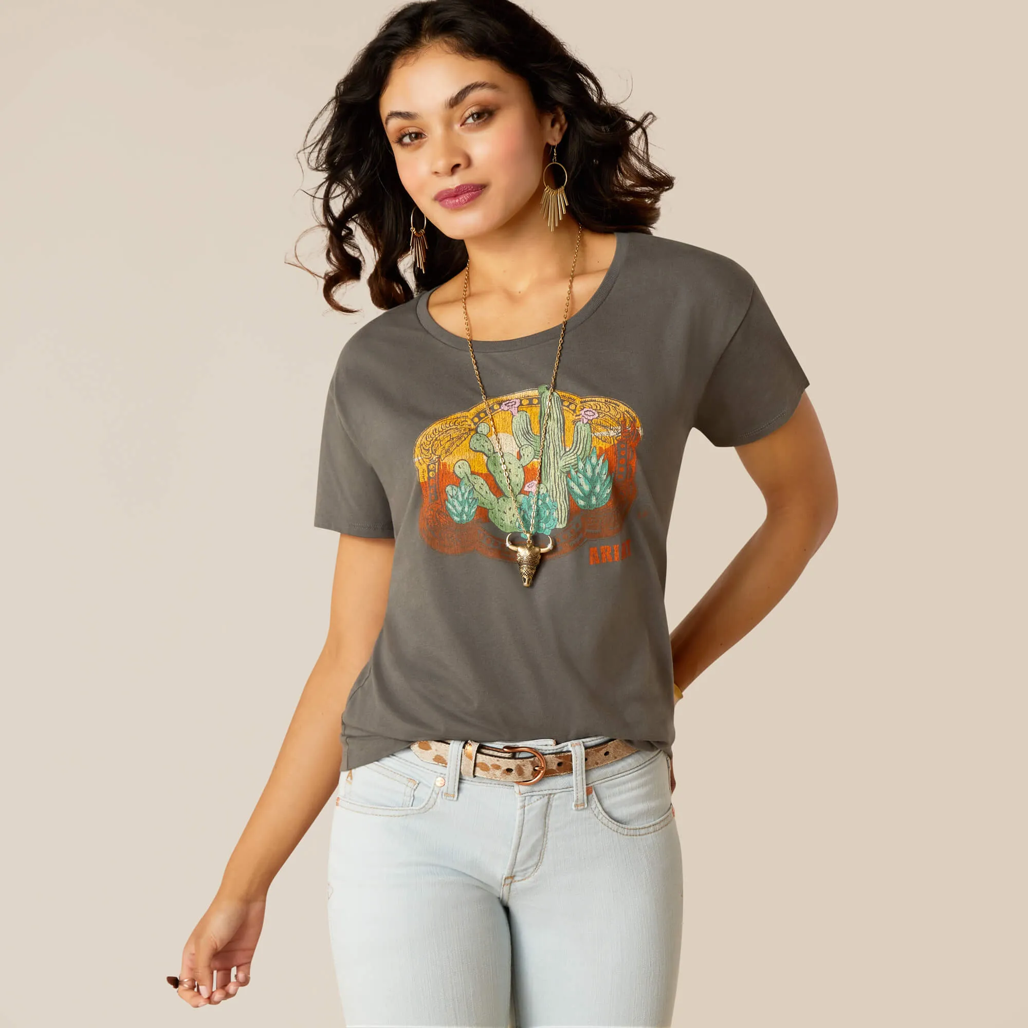 Ariat Women's Buckle Up T-Shirt in Graphite