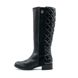 Armani Jeans Knee High Boots Leather Black Colour For Women