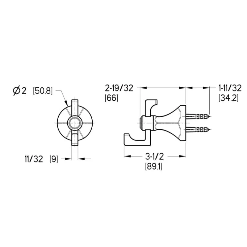 Arterra 2" Square-J Robe Hook in Tuscan Bronze