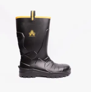 AS1008 Unisex Wellington Safety Boots Black