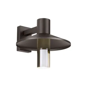 Ash 16 In. LED Lo-Output Outdoor Wall Sconce 591 Lumens 3000K Surge Protection Bronze Finish Clear Cylinder