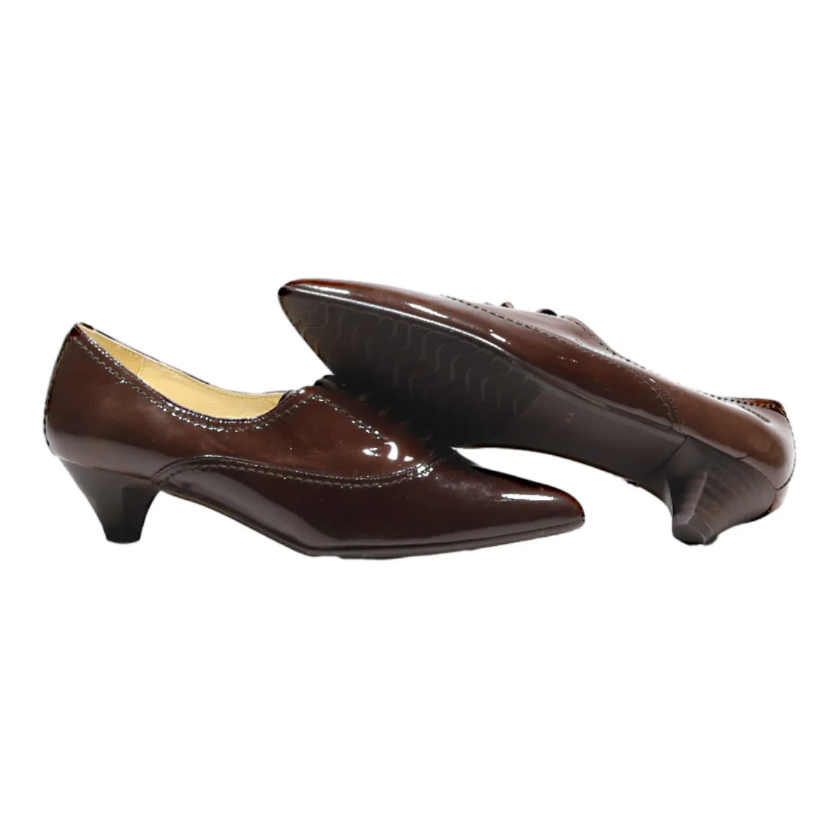 ASHLEY BROOKE Heeled Oxford Shoes Brown Leather Womens UK 2