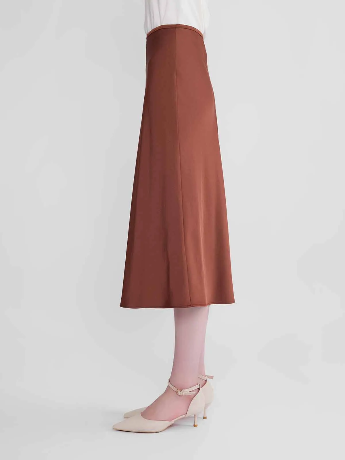 ASOBIO Mid-Rise Satin Maxi Skirt