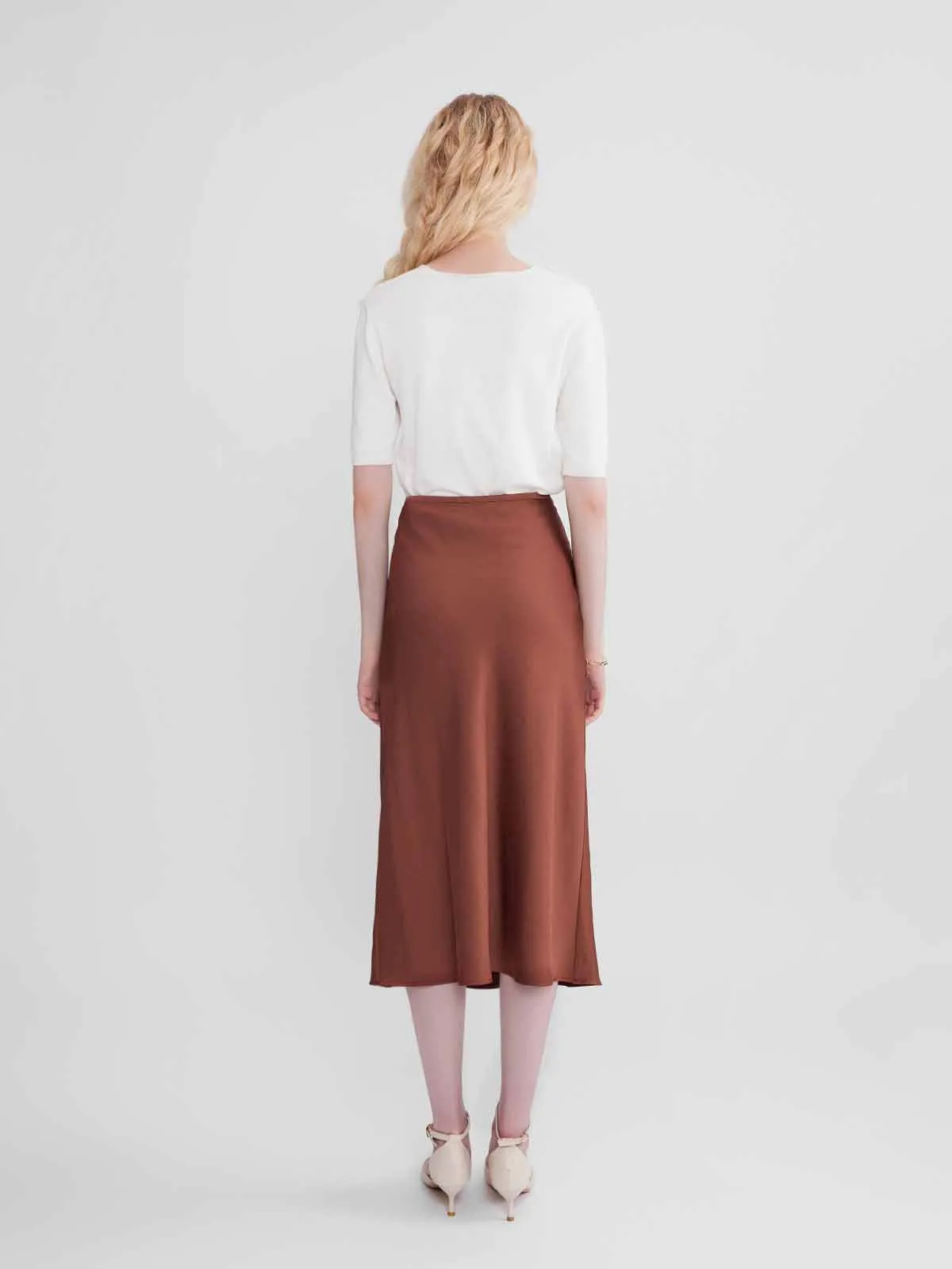 ASOBIO Mid-Rise Satin Maxi Skirt