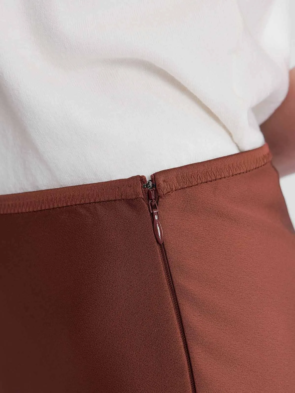 ASOBIO Mid-Rise Satin Maxi Skirt