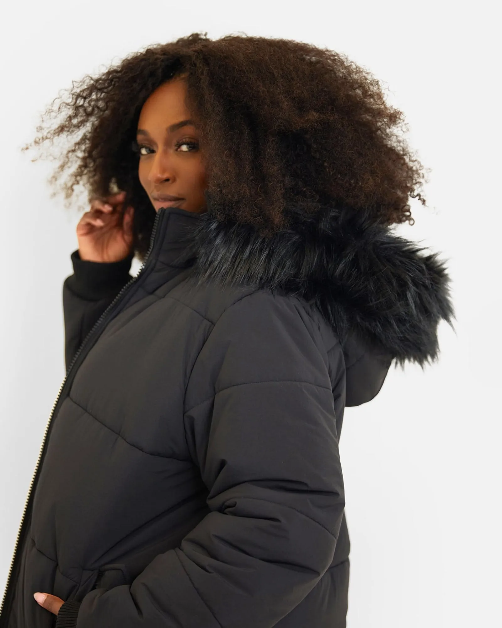 Aspen Hooded Puffer Coat | Black