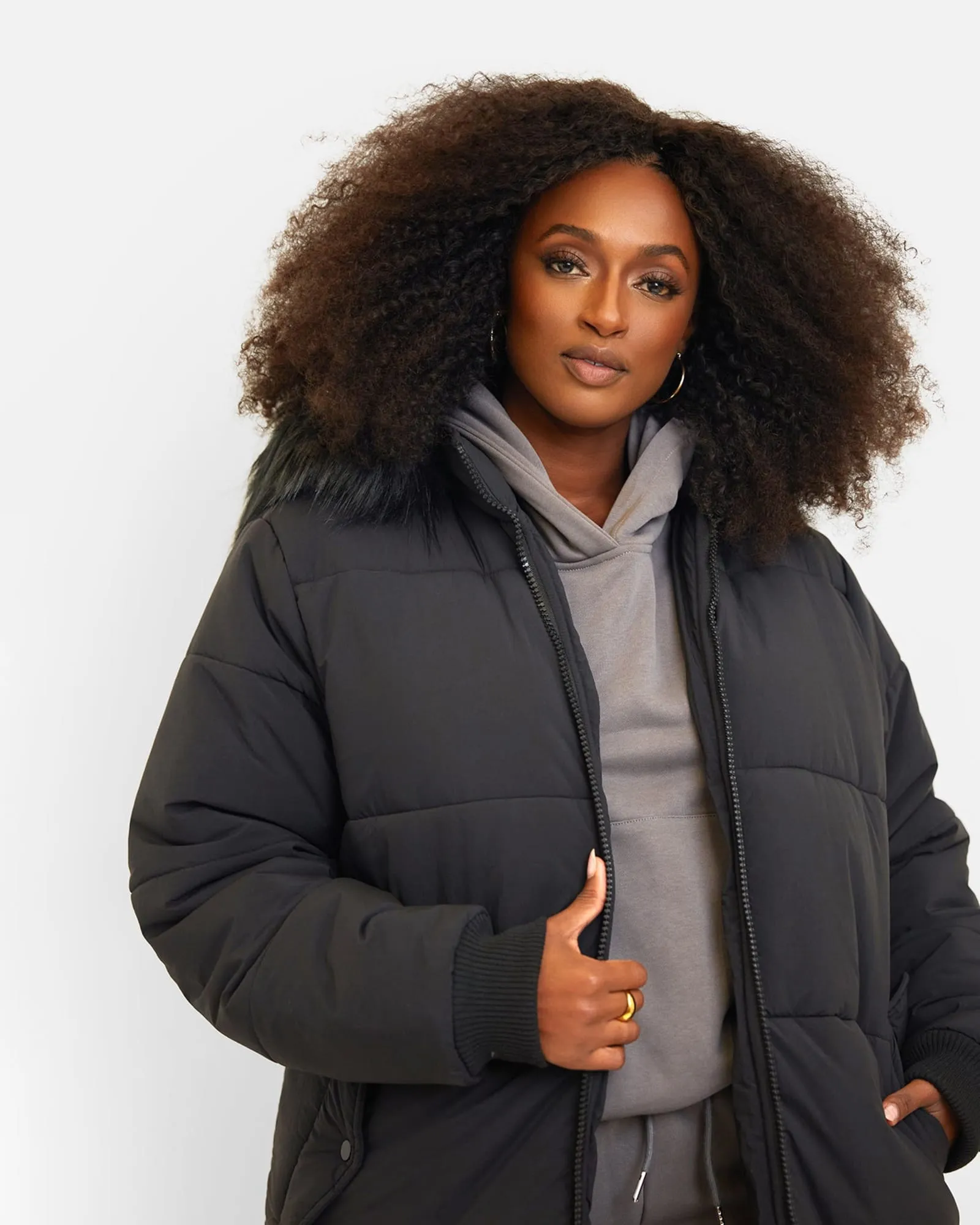 Aspen Hooded Puffer Coat | Black