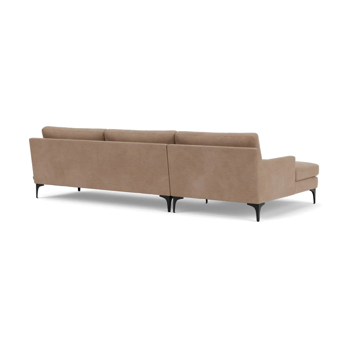 Astha Fabric Left Chaise Sofa (Black Metal, Caramel)