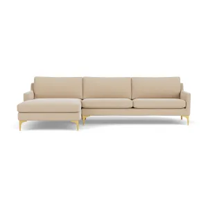 Astha Fabric Left Chaise Sofa (Brass Metal, Form Cream)