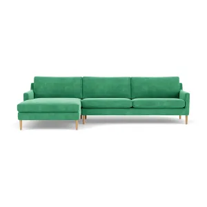 Astha Fabric Left Chaise Sofa (Oak, Grass Green)