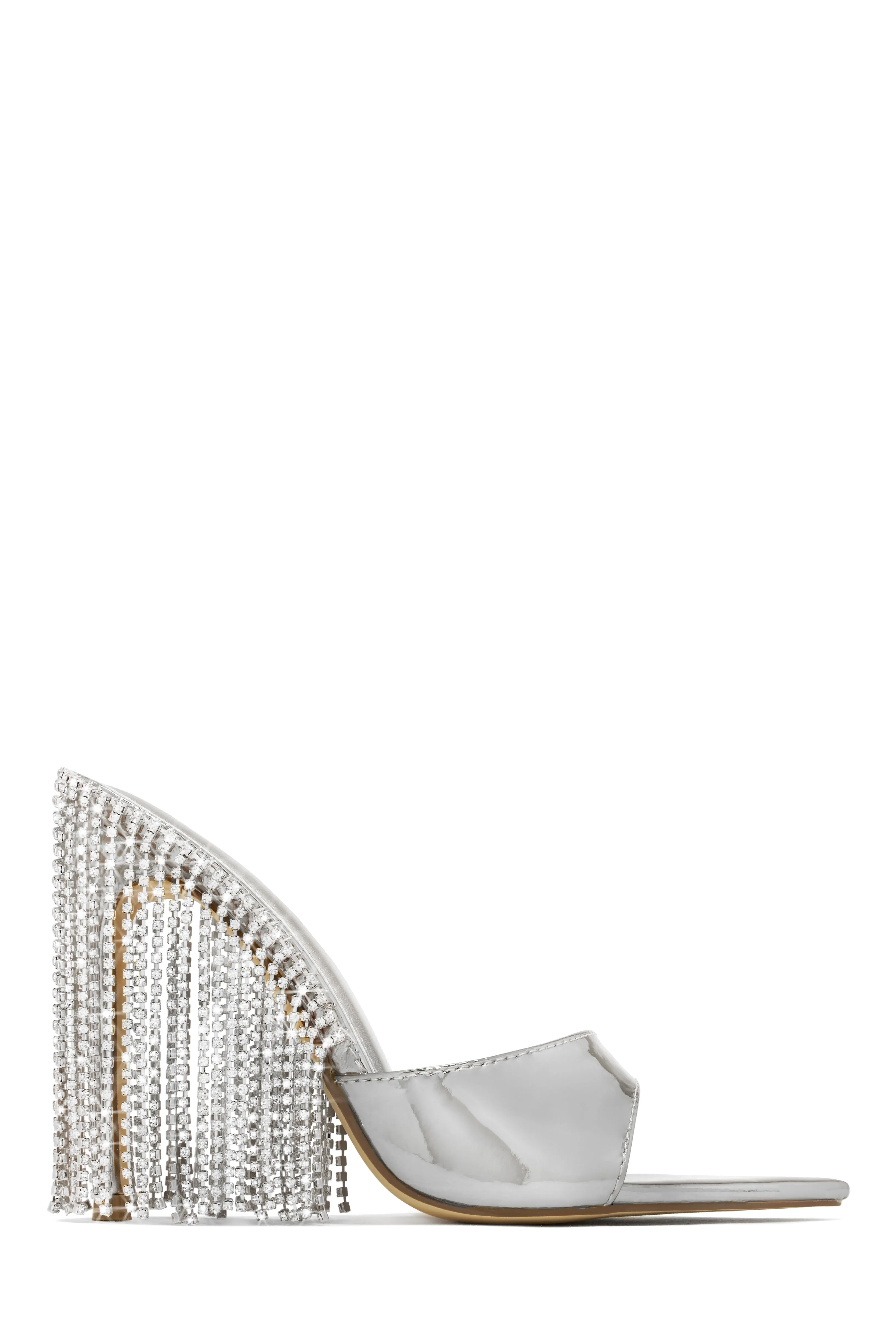 Atelier Dangle Embellished High Heel Mules - Silver