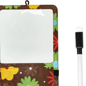 ATORSE® Magnetic Storage Pocket with Message Board for Fridge Whiteboard Home School brown
