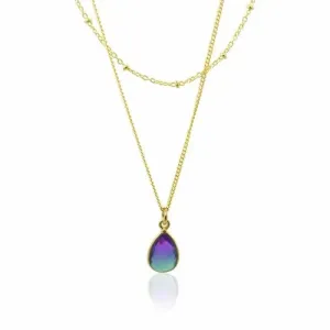 Aura MINI Drop Gold Necklace - Peacock Inspired Jewelry