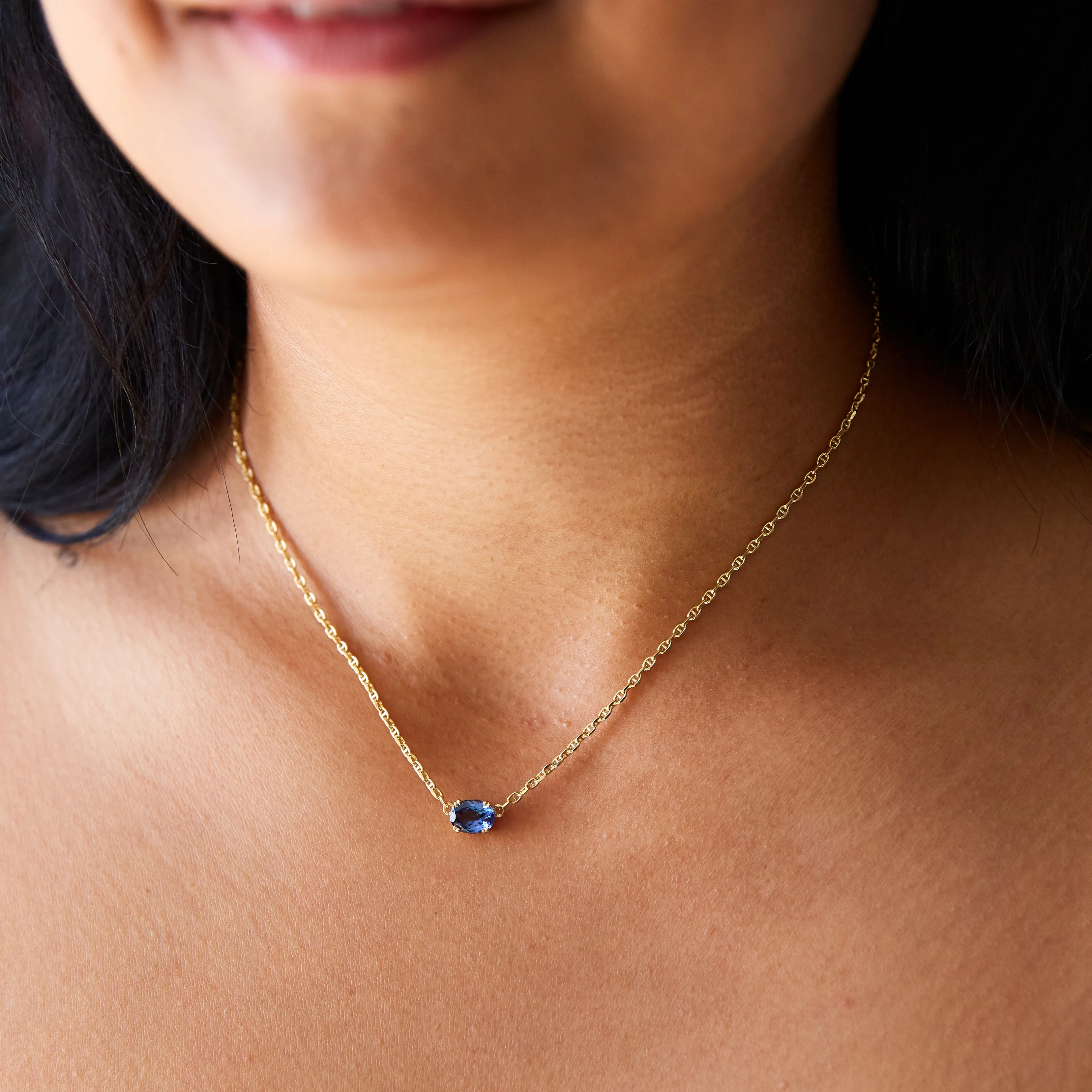 Aurora Necklace - 1.36 Periwinkle Oval Tanzanite