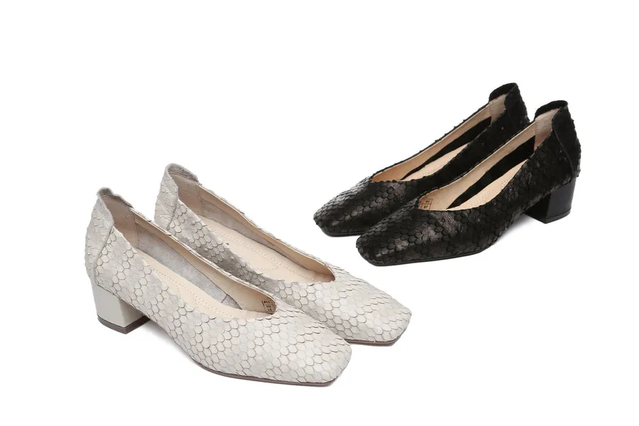 Australian Shepherd Leather Low Block Heel Women Sonja