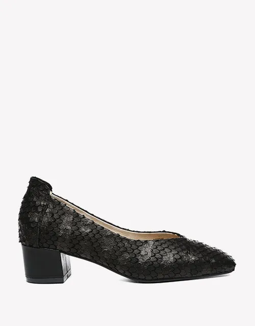 Australian Shepherd Leather Low Block Heel Women Sonja