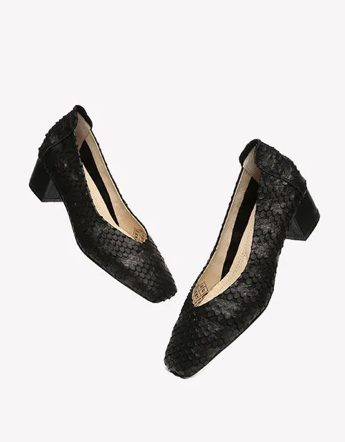 Australian Shepherd Leather Low Block Heel Women Sonja