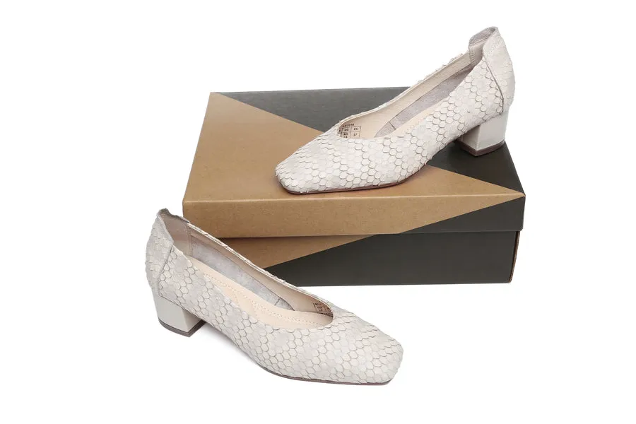 Australian Shepherd Leather Low Block Heel Women Sonja