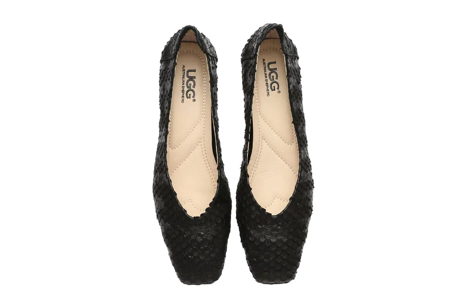 Australian Shepherd Leather Low Block Heel Women Sonja