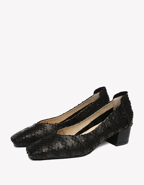 Australian Shepherd Leather Low Block Heel Women Sonja