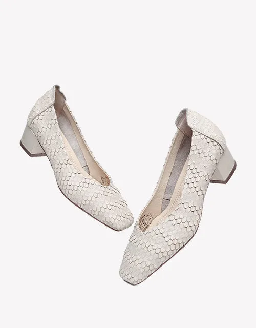 Australian Shepherd Leather Low Block Heel Women Sonja