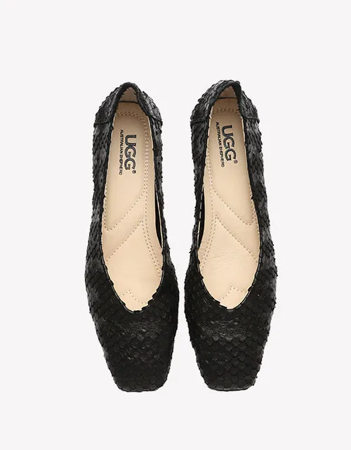 Australian Shepherd Leather Low Block Heel Women Sonja