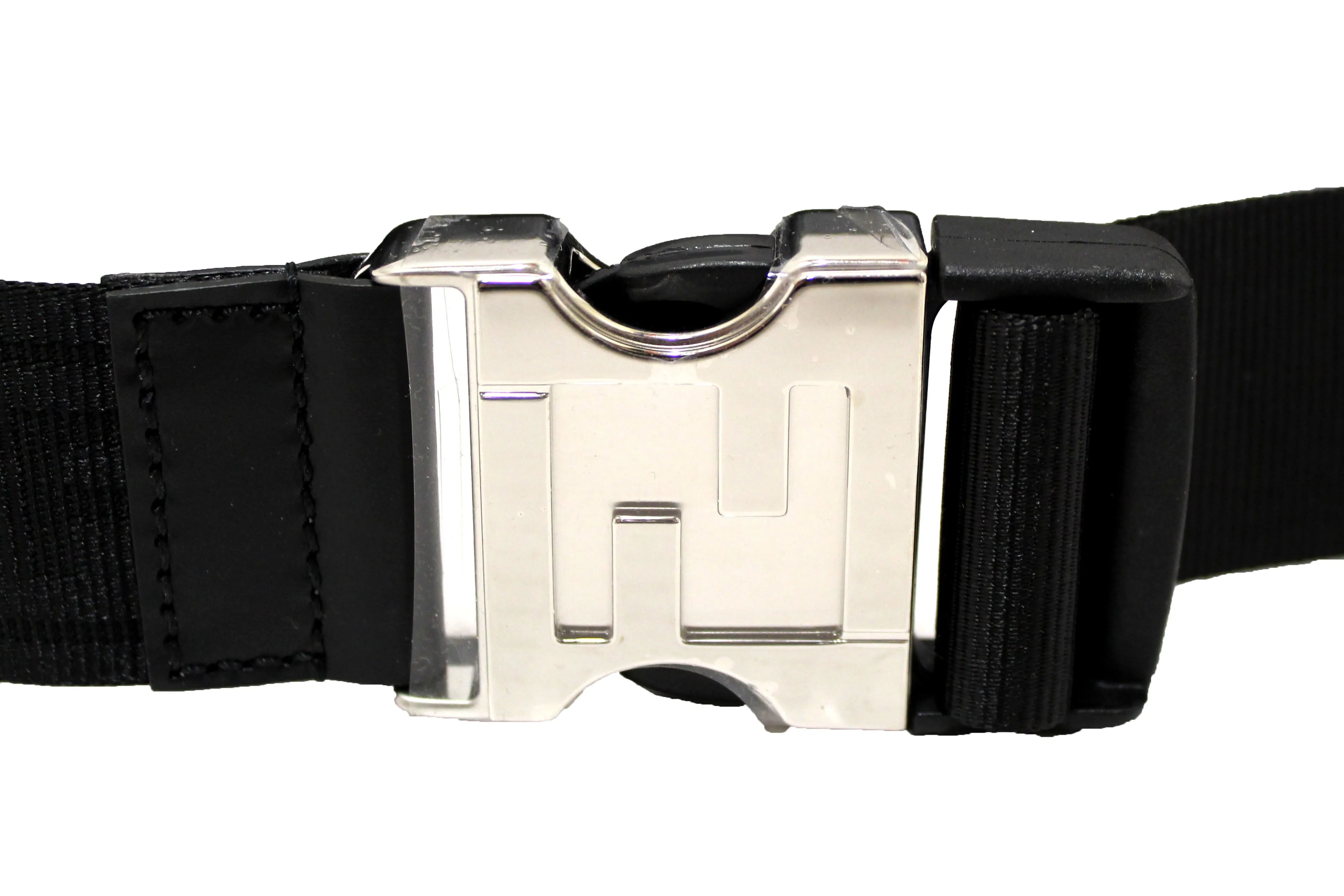 Authentic NEW Fendi Black Leather Shadow Diagonal Belt Bag
