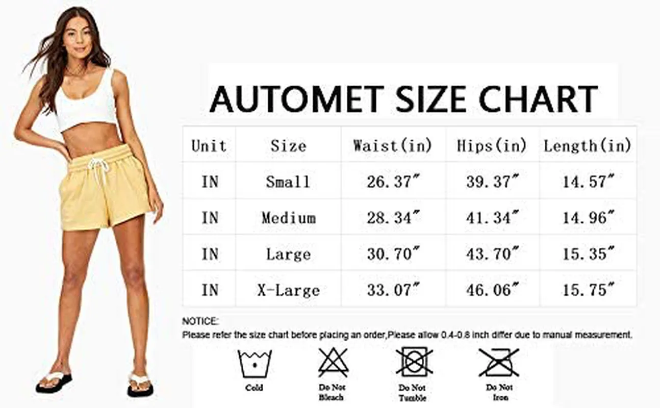 AUTOMET Womens Shorts Casual Summer Drawstring Comfy Sweat Shorts Elastic High Waist Running Shorts Yoga Shorts