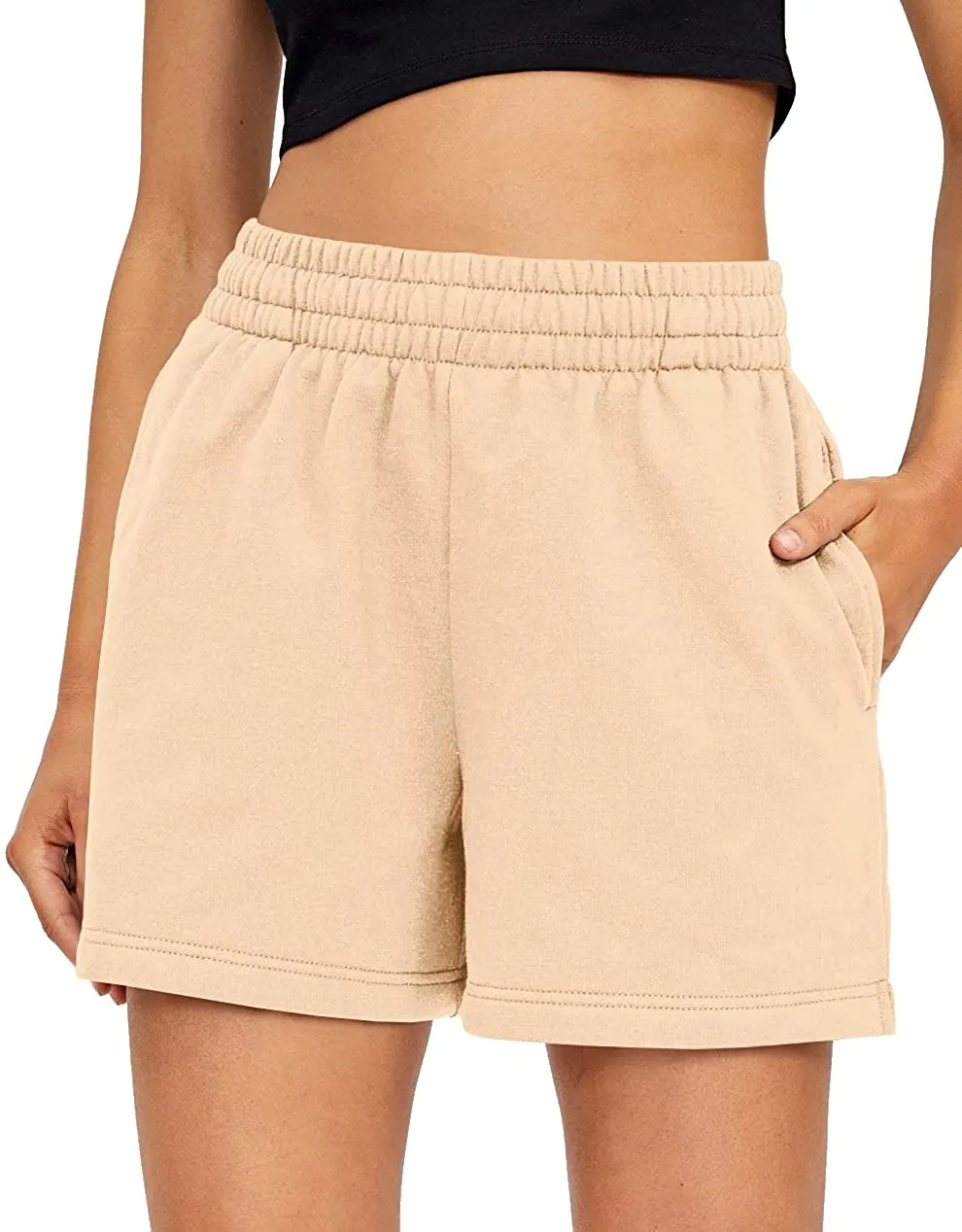 AUTOMET Womens Shorts Casual Summer Drawstring Comfy Sweat Shorts Elastic High Waist Running Shorts Yoga Shorts
