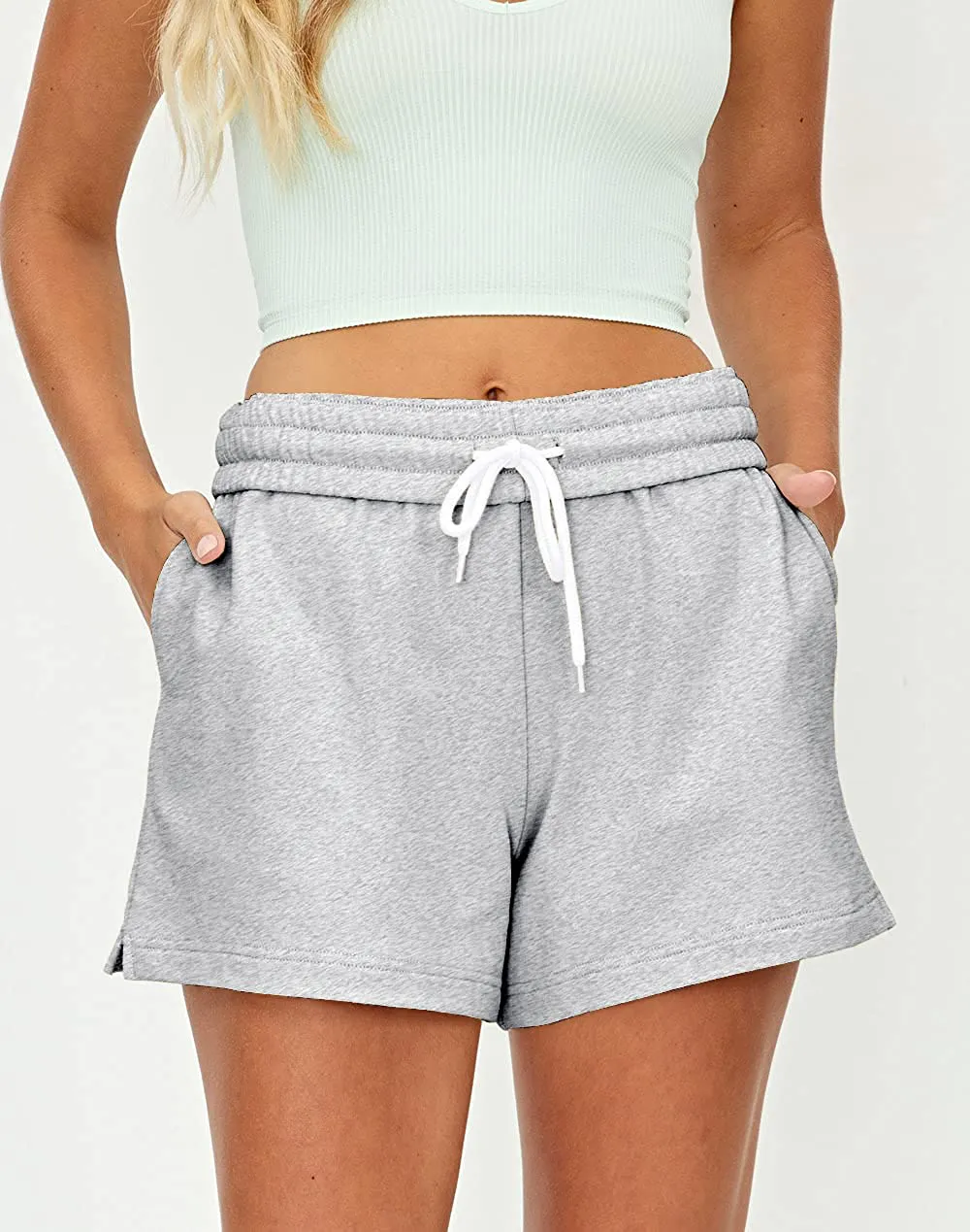 AUTOMET Womens Shorts Casual Summer Drawstring Comfy Sweat Shorts Elastic High Waist Running Shorts Yoga Shorts