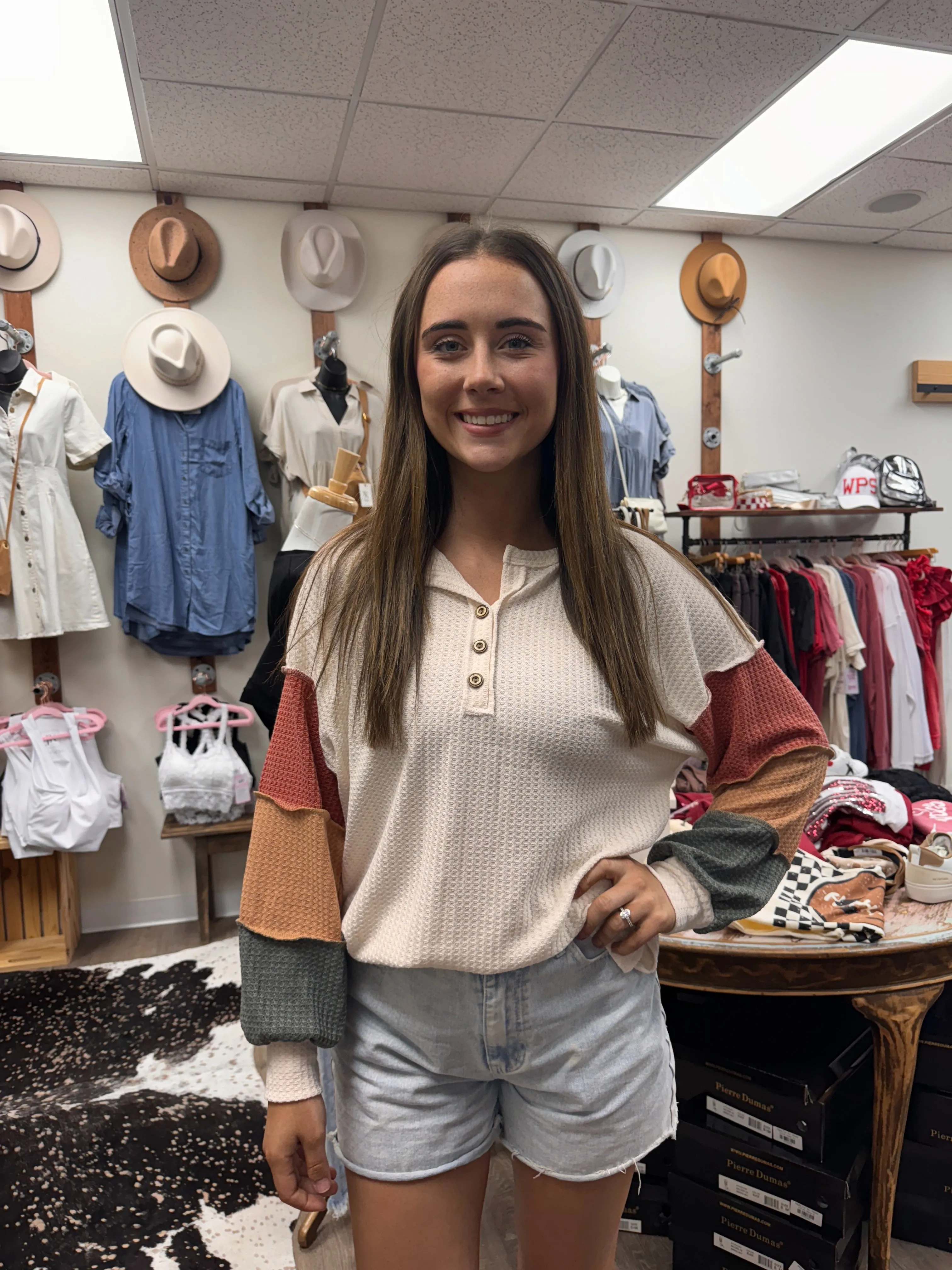 Autumn Day Waffle Knit Top