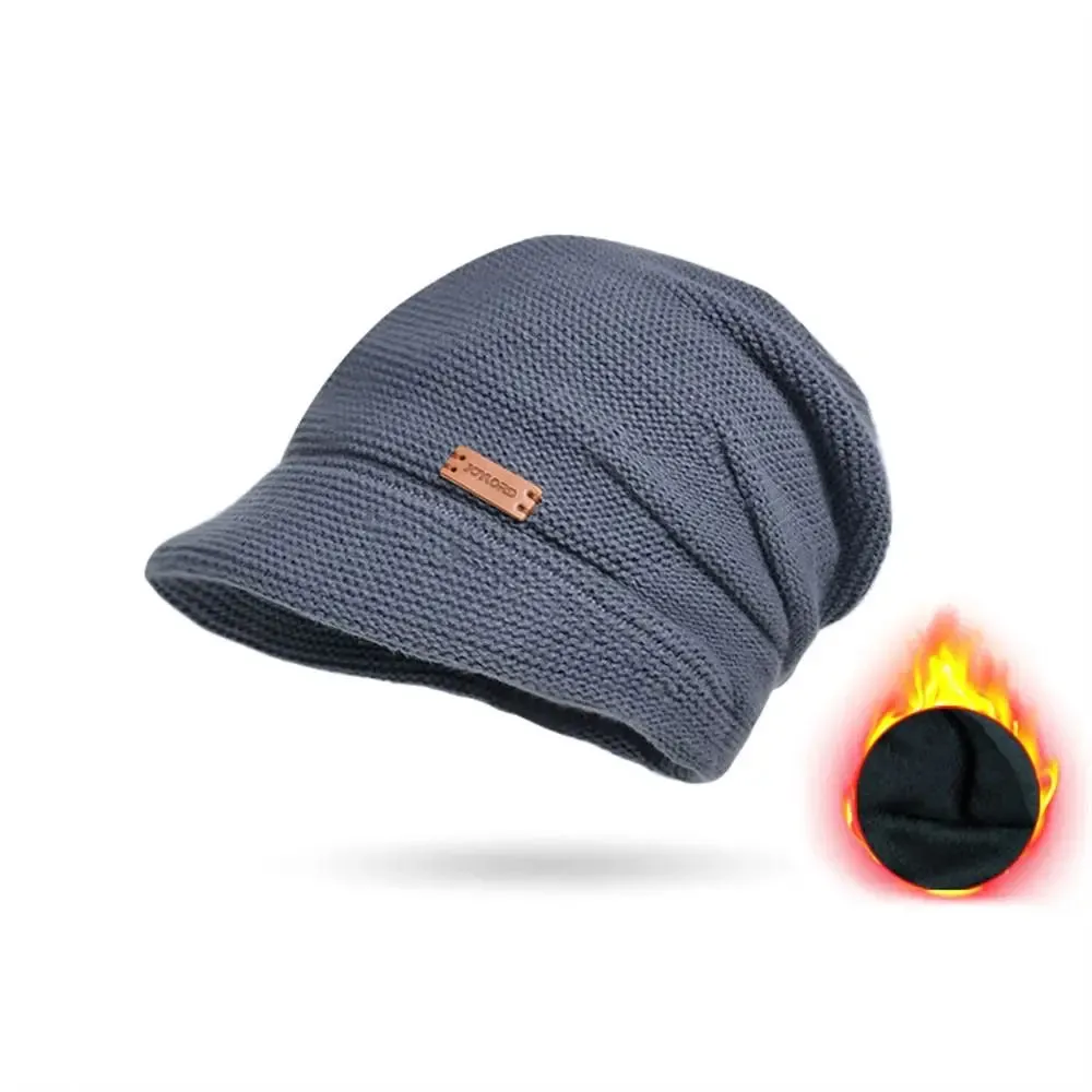 Autumn Winter Soft Plush Knitted Hat Women Girl Warm Thickened Fleece Lined Beanies Short Brim Casual Outdoor Windproof Bonnet