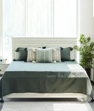 Aysel Honey Dew Color 100% Cotton Knitted With Polyester Filled King Size Bed Cover With 2 Pillow Cover Set(Set Of 3)