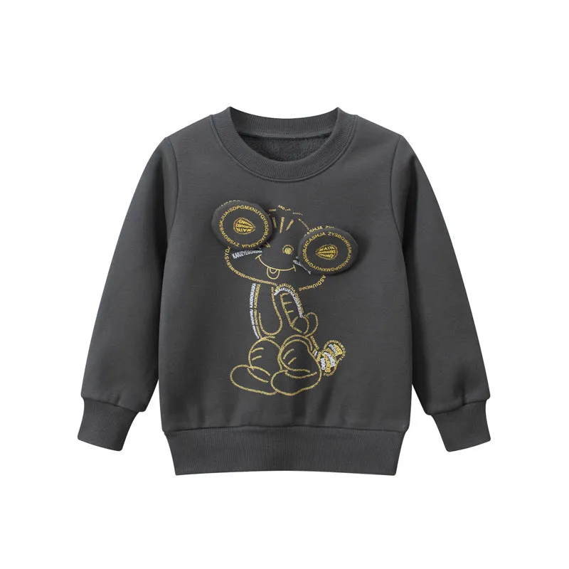 Baby Cartoon Pattern Solid Color Thermal Thickened Hoodies by MyKids-USA™