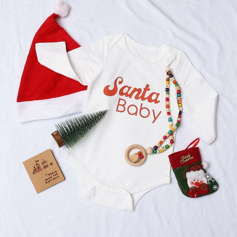 Baby Christmas "Santa Baby" Letter Print Onesie