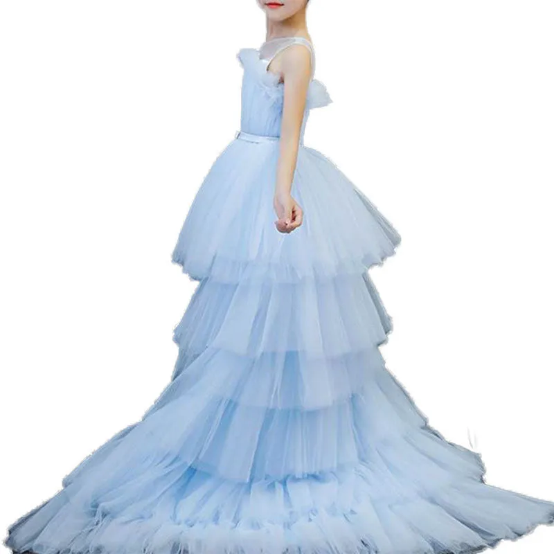 Baby Girl Dress Children Elegant Pageant Lace Birthday Princess Trailing Dress