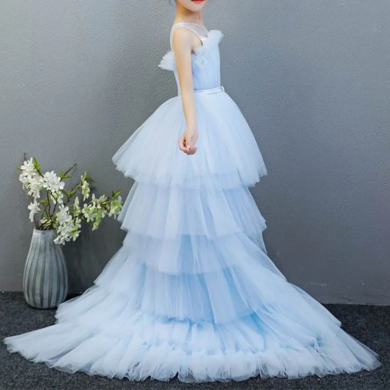 Baby Girl Dress Children Elegant Pageant Lace Birthday Princess Trailing Dress