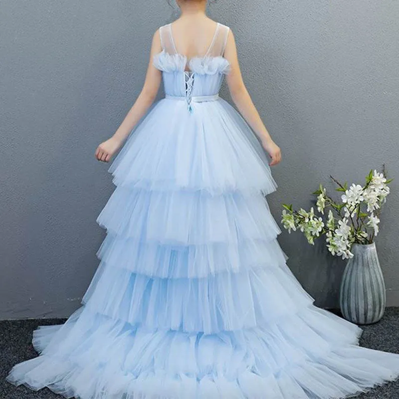 Baby Girl Dress Children Elegant Pageant Lace Birthday Princess Trailing Dress