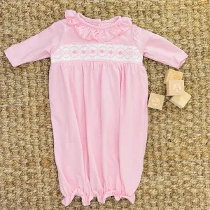 Baby Girl Smocked Layette Gown - Pink