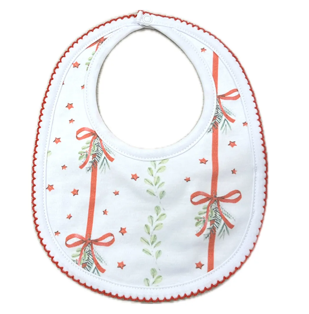 Baby Girl's "Christmas Bows & Mistletoe" Bib