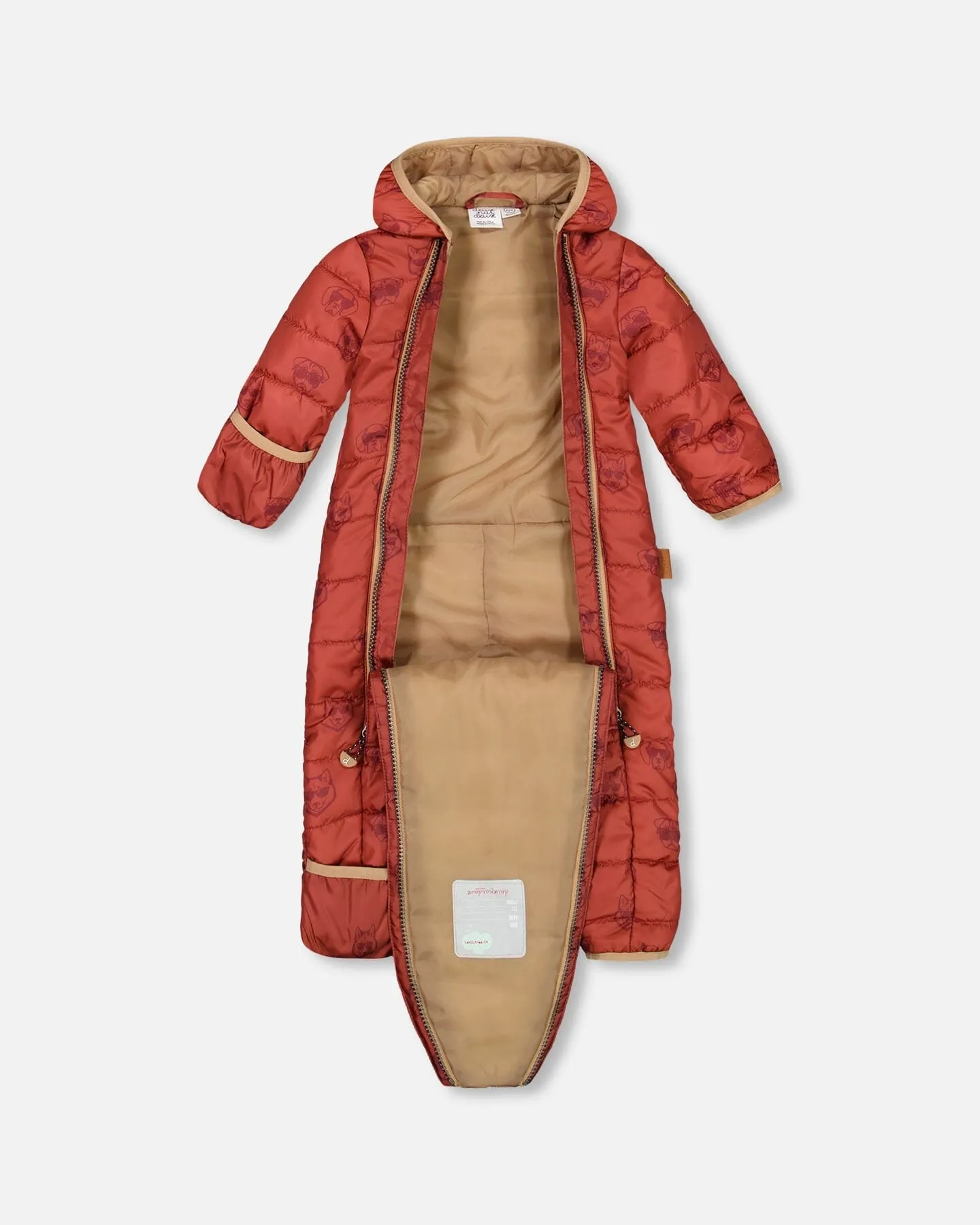Baby Mid-season Quilted One Piece Printed Dogs Rust