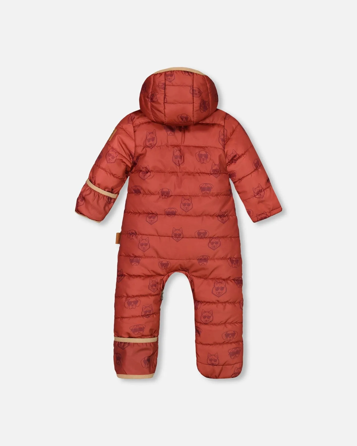 Baby Mid-season Quilted One Piece Printed Dogs Rust