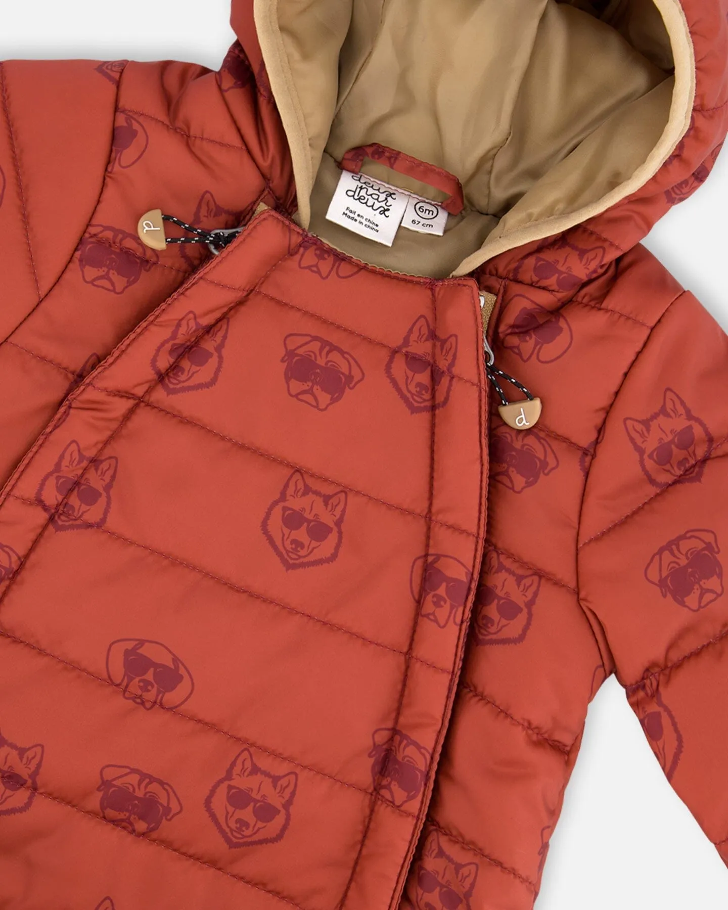 Baby Mid-season Quilted One Piece Printed Dogs Rust