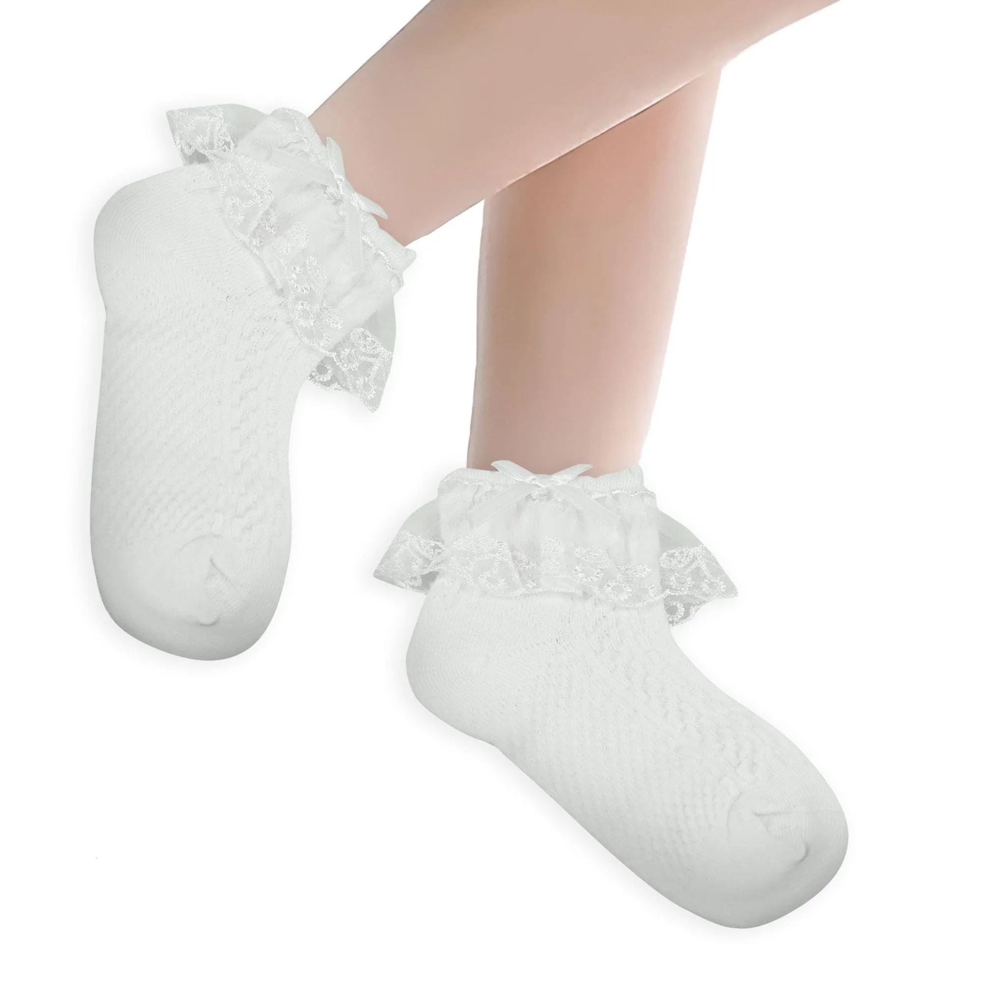 Baby Moo Lace Frill Soft Socks Pack of 3 - White, Pink