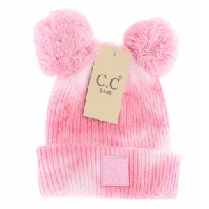 BABY TIE DYE DOUBLE FUR POM C.C BEANIE